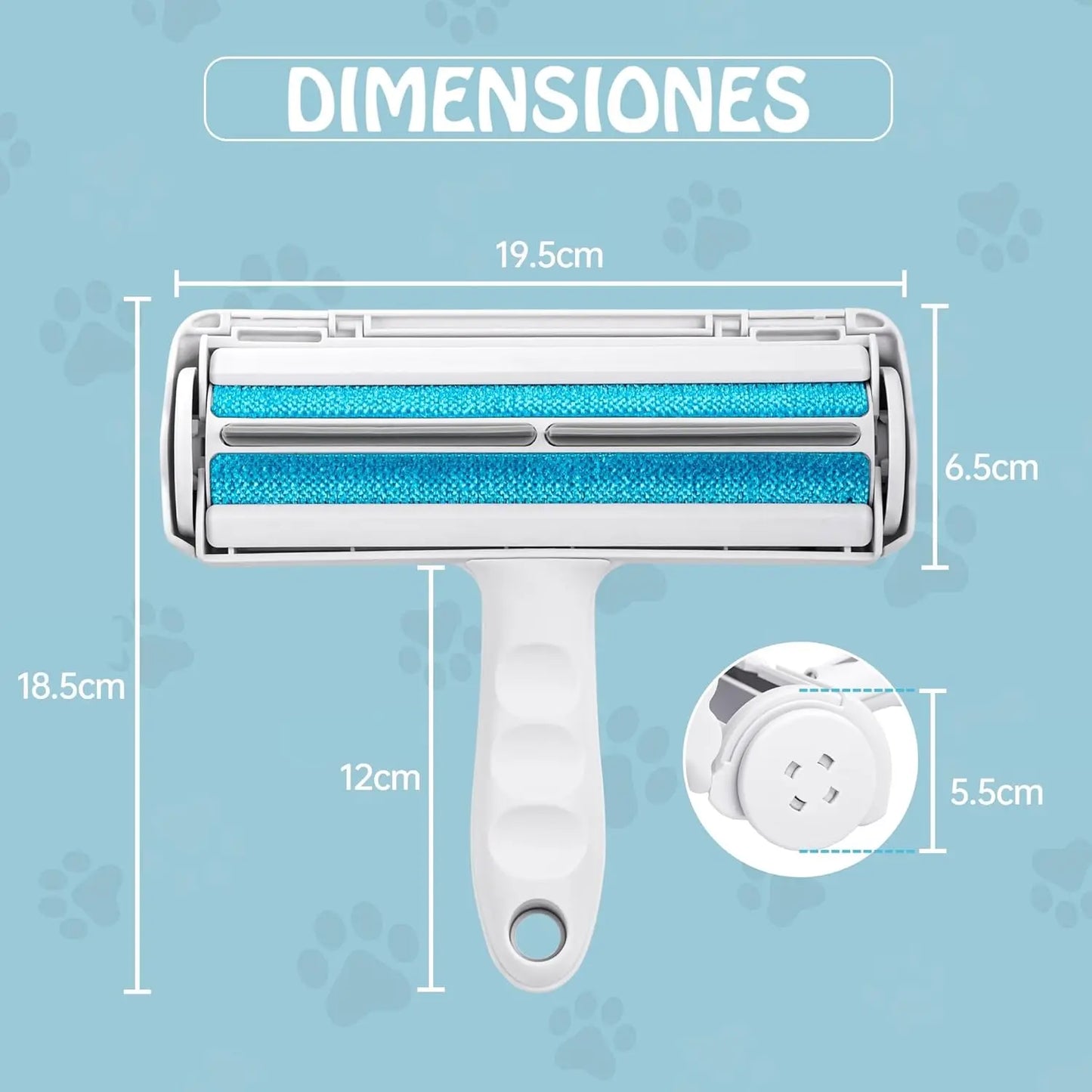 Dimensiones del rodillo quitapelusas