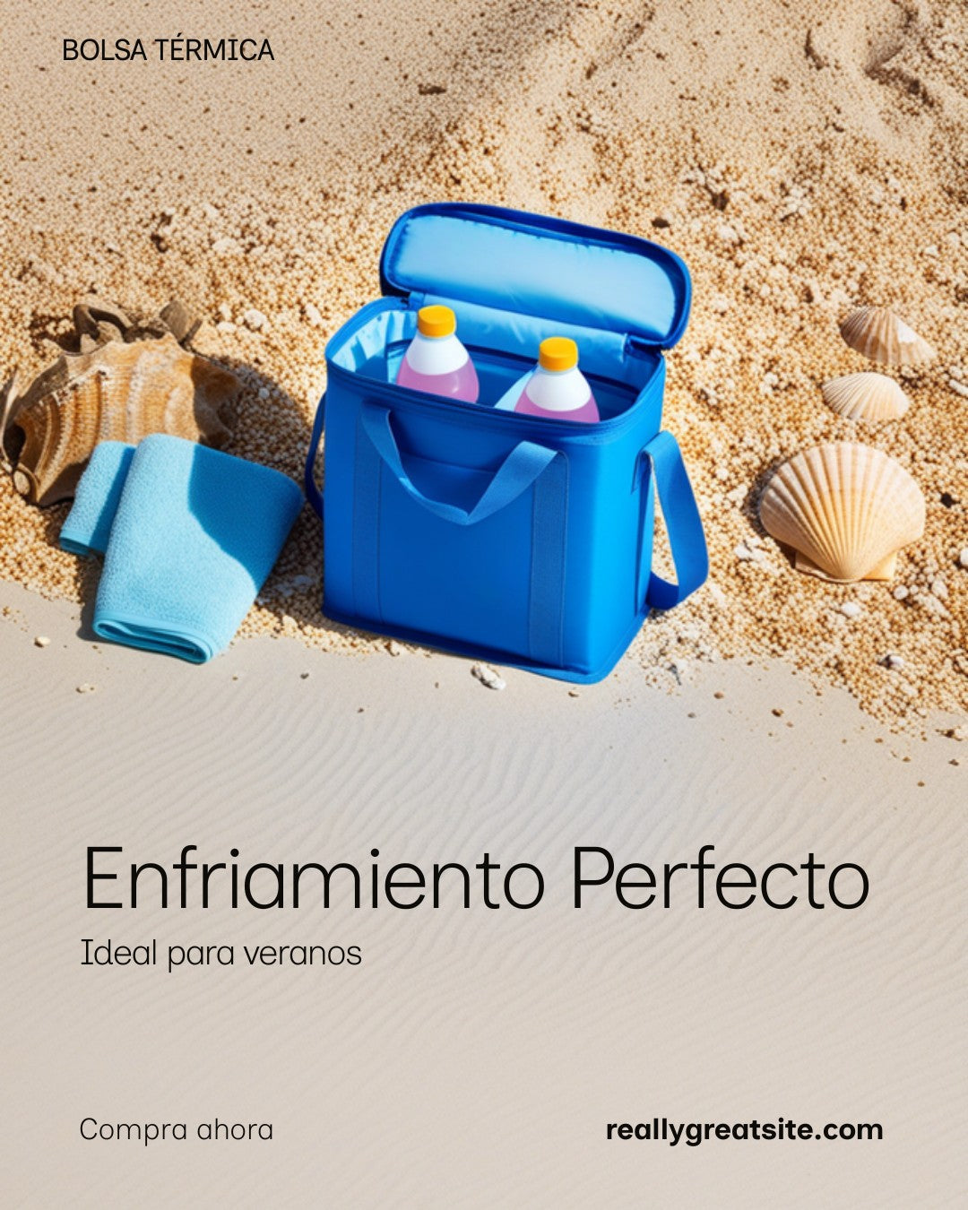 Bolsa térmica de playa plegable con bebidas frías