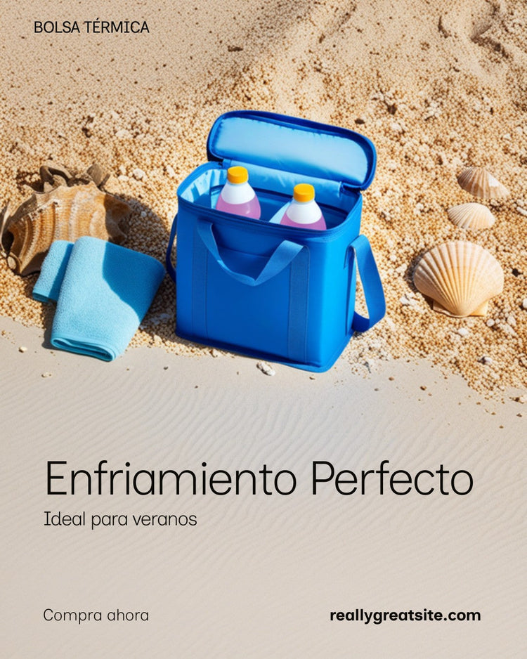 Bolsa térmica de playa plegable con bebidas frías